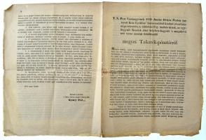 Pest (Budapest) 1839. Pest Vármegye közgyűlésén - Fáy András kezdeményezésére - a megyei Takarékpénztár felállításáról hozott határozat magyar nyelvű értesítője, vízjeles papíron, többször hajtva