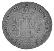 Osztrák Németalföld 1753. 1/2D Ag "Mária Terézia", kéz verdejel Antwerpen verd (16,59g) T:...