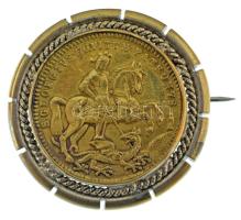 ~1900. "Szent György-érem" bronz emlékérem keretben, kitűzővé alakítva (38mm) T:XF / ~1900. "St. George medal" bronz commemorative medallion in frame, turned into a badge (38mm) C:XF