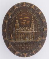 1938. "Református Világgyűlés Debrecen 1938" ezüstözött bronz gomblyukjelvény (23x19mm) T:AU