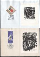 10 db erotikus témájú halmozott grafika. bélyeg, ex libris, bélyegzés, nagyrészt jelzettek