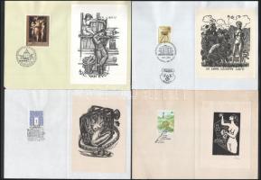 10 db erotikus témájú halmozott grafika. bélyeg, ex libris, bélyegzés, nagyrészt jelzettek