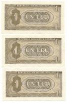 Románia 1966. 1L (3x) sorszámkövetők "C.0030 015575 - 015577" T:F
Romania 1966. 1 Leu (3x...