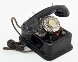 cca 1930, Eriscsson CB 24 asztali telefon, Magyar Posta Tulajdona fémcímkével, erősen kopott.