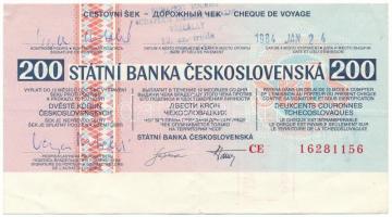 Csehszlovákia 1984. "Státni Banka Ceskoslovenská" utazási csekk 200K-ról T:F Czechoslovakia 1984. "Státni Banka Ceskoslovenská" travellers cheque about 200 Korun C:F