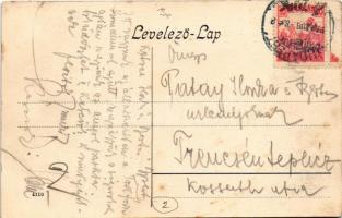 1918 Budapest, Erzsébet híd, pesti hídfő, villamos, uszoda (EK)