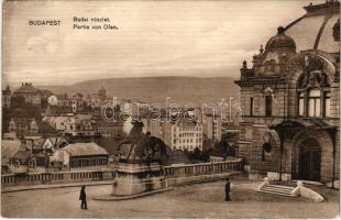 1914 Budapest I. Budai részlet, Csikós szobor a Királyi lovarda előtt a Várban (Rb)