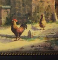 Hugo Spindler: Das Posthorn Klingt c. képéről készült nyomat, dekoratív üvegezett keretben Belső mér...