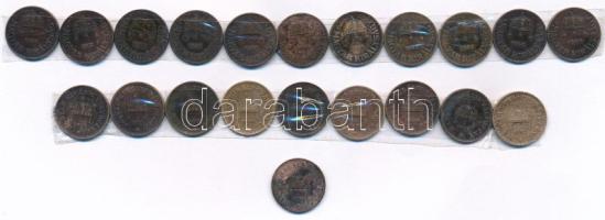 1892-1939. 1f bronz (21xklf) T:VF-F 1892-es F tartású, erősen kopott!