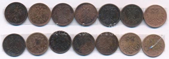 Ausztria 1893-1916. 1h bronz (14xklf) T:AU-VF
Austria 1893-1916. 1 Heller bronze (14xdiff) C:AU-VF