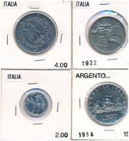 Olaszország 1922. 1L Ni + 1940. 2L acél III. Viktor Emánuel + 1958. 500L Ag + 1970. 1L Al anyaghiba T:AU,XF Italy 1922. 1 Lira Ni + 1940. 2 Lire steel Victor Emanuele III + 1958. 500 Lire Ag + 1970. 1 Lira Al material error C:AU,XF