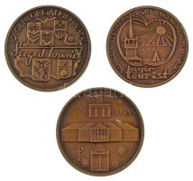 3xklf, 42,5mm-es bronz emlékérem-tétel: "Ópusztaszer / Szeged Tourist", "Makó / Szeged Tourist", "Csapoda / Nyír Tourist" T:AU,XF