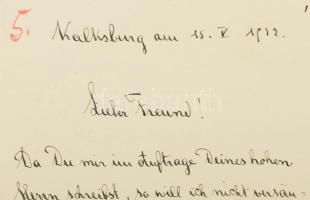 1912 Azonosítatlan Ferdinánd feladó levele a Habsburg család egyik tagjának, Kalksburgból, a híres k...