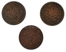 Ausztria 1858B + 1859A + 1861B 5/10kr Cu (3xklf) T:XF-F patina
Austria 1858B + 1859A + 1861B 5/10 K...