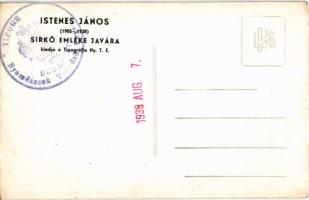 Istenes János (1905-1938) sírkő emléke javára kiadja a Tipográfia Ny. T. E. - többszörös bajnok orsz...