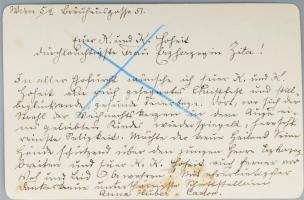 1913 Anna Huber-Cador (1857-1938) írónő, nevelőnő karácsonyi üdvözlete Pármai Zita főhercegnének / 1...