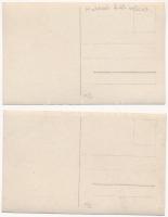 Halászás hálóvetéssel / Fishing with net - 2 db régi fotó képeslap / 2 pre-1945 photo postcards