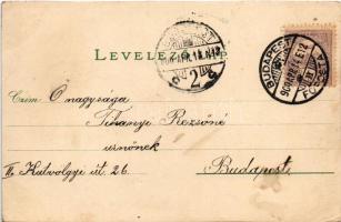 1900 Boldog húsvéti ünnepeket! kerékpározó nyuszi törpékkel / Easter greeting, rabbit on bicycle wit...