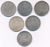 Ausztria 1900-1916. 1K Ag "Ferenc József" (6xklf) T:AU-VF patina 
Austria 1900-1916. 1 Co...