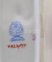 Herendi Apponyi purpur mintás levél alakú ékszeres tál, jelzett, hibátlan, h: 15 cm