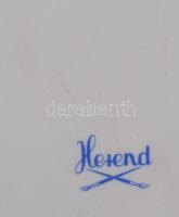 Herendi virágmintás ékszeres tál + Zsolnay virágmintás hamuzó, jelzett, h: 12-14 cm