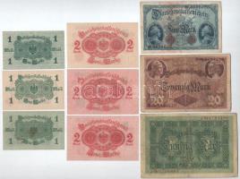 Német Birodalom 1914. 1M-50M (9x) T:F,VGGerman Empire 1914. 1 Mark - 50 Mark (9x) C:F,VG