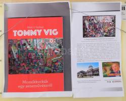 Tommy Vig (1938-): Macska-jaj. Vegyes technika, kollázs, karton, jelzett. Üvegezett dobozban. 32,5x4...