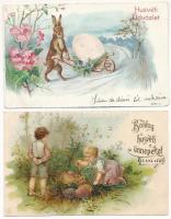 2 db régi 1905 előtti dombornyomott litho húsvéti üdvözlőlap / 2 pre-1905 Emb. litho Easter greeting postcards