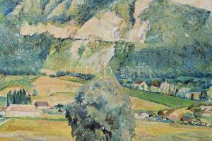 Tihanyi János Lajos (1892-1957): Zöldellő táj. Olaj, vászon, jelezve balra lent. Dekoratív, kissé sé...