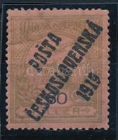 Posta Ceskoslovenska 1919 Turul 60f. Signed: Bodor (ráncok / creases)