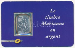 Franciaország 2006. 5E Ag "Marianne ezüstbélyeg" bélyegérem díszlapon (0.999) T:AU France 2006. 5 Euro Ag "The Silver Marianne Stamp" stamp coin in decorative sheet (0.999) C:AU