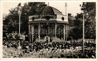 Budapest XIV. Városliget, Hungária Park (Angol Park), Sternberg hangszergyár zene pavilonja a Rákóczi út 60. szám alatt, reklám