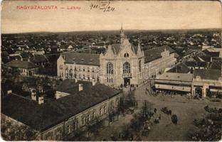 1911 Nagyszalonta, Salonta; látkép, városháza, piac, üzletek. W.L. Bp. 6542. Döme Károly kiadása / general view, town hall, market, shops (kopott sarkak / worn corners)