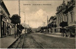 1932 Szerencs, utca, városháza, lovashintó, üzlet