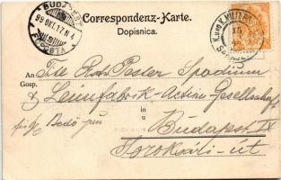 1899 (Vorläufer) Sarajevo, Bim-Bascha. Verlag von Sig. Ernest + "K. UND K. MILIT. POST XXXII. S...