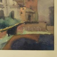 Adámi Sándor (1912 k.-1991): Városrészlet, 1938. Akvarell, papír, jelezve jobbra lent, üvegezett fak...