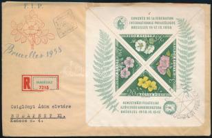 1958 FIP Virág blokk ajánlott FDC-n / Mi block 28 on registered FDC