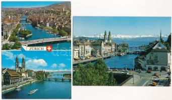 50 db MODERN postatiszta svájci város képeslap