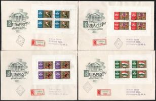 1961 Nemzetközi bélyegkiállítás kisívsor 4 db FDC / Mi 1783-1786 on 4 FDC