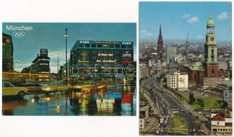 50 db MODERN postatiszta nyugat-német város képeslap