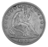 Amerikai Egyesült Államok 1860S 1/2$ Ag "Seated Liberty" San Francisco (12,42g) T:XF karcok / USA 1860S 1/2 Dollar Ag "Seated Liberty" San Francisco (12,42g) C:XF scratches Krause KM#A68