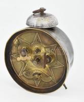 Antik német ezüstözött vekkeróra, működik, m: 15,5 cm