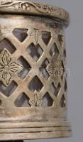 Villeroy & Boch antik ezüstözött kis kínáló, üvegbetéttel, jelzett, d: 11 cm, m: 7,5 cm