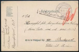 1918 Tábori posta levelezőlap Budapestre küldve "S.M.S. Kaiser Karl VI" , "K.u.K. ETAPPENPOSTAMT / 267"