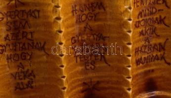 Fekete János (1929-1999): Nagyméretű hármas fali gyertyatartó. Jelzett, feliratos, 32x39 cm /// / KI...