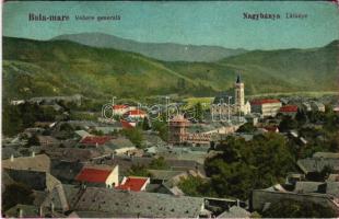 1925 Nagybánya, Baia Mare; látkép, templom felújítás alatt. Kováts kiadása / general view, church under construction (lyuk / pinhole)