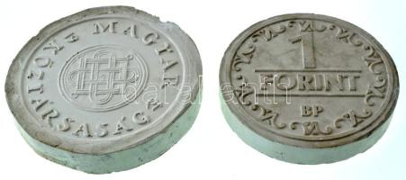 ~1991. 1Ft érmetervezet gipsz előlapi és hátlapi nagyminta. Adamovszky katalógus illetve egyéb szaki...