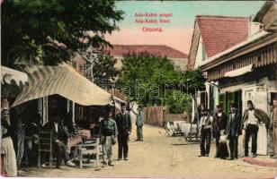 1909 Ada Kaleh, Török sziget, bazár, üzletek. Divald Károly műintézete 2106-1909. / Turkish island, bazaar, shops (ragasztónyom / glue marks)