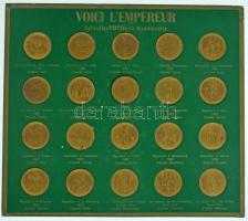 Franciaország 1969. "Voci l'Empereur" (20xklf) bronz emlékérem sorozat karton gyűjtői lapon T:AU France 1969. "Voci l'Empereur" (20xpcs) of bronze commemorative coins on cardboard collector's sheet C:AU