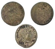 1705-1708. 3db-os rossz tartású ezüst érmetétel T:F-VG 1705-1708. 3pcs silver lot in bad condition C:F-VG